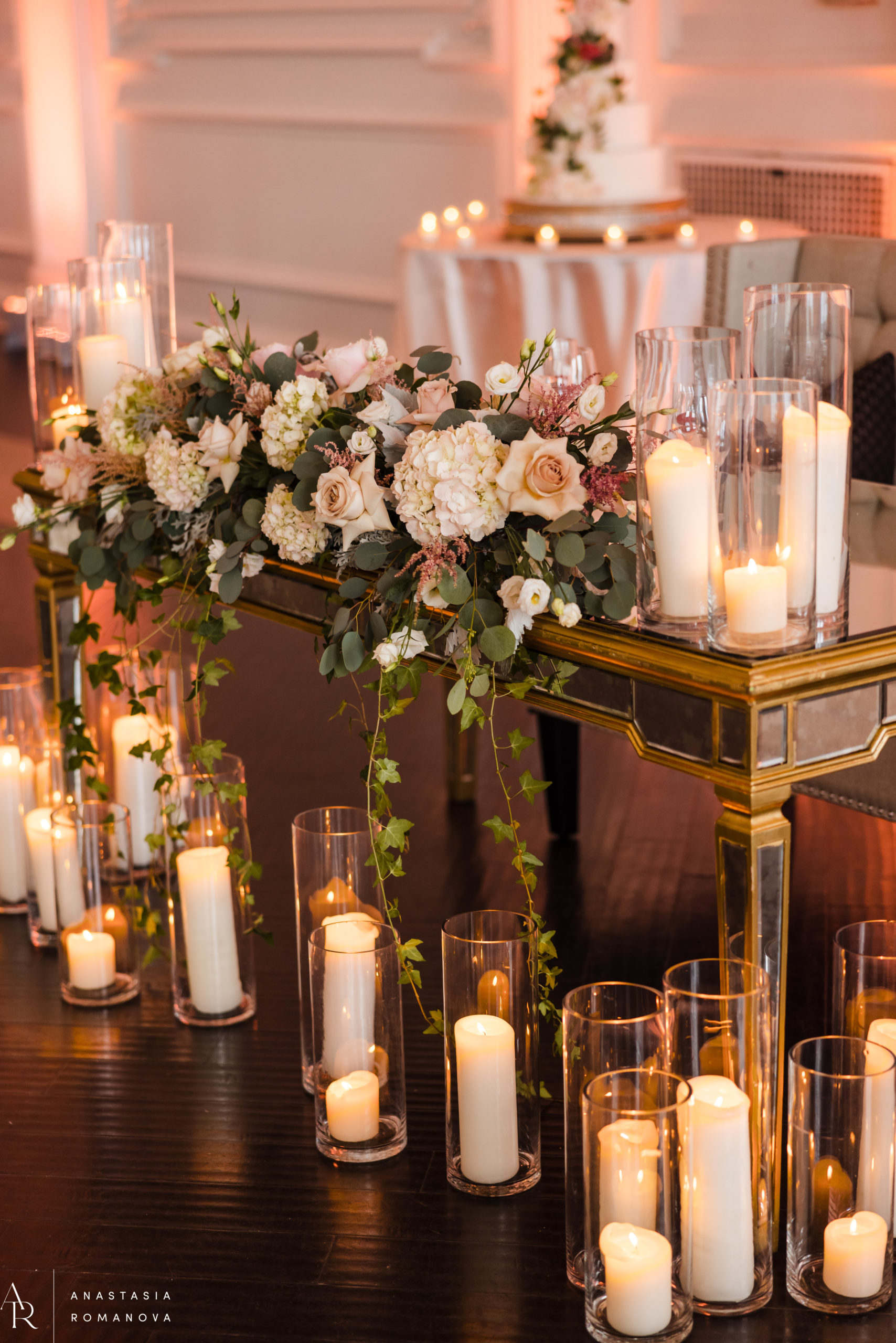 Candle lit sweetheart table