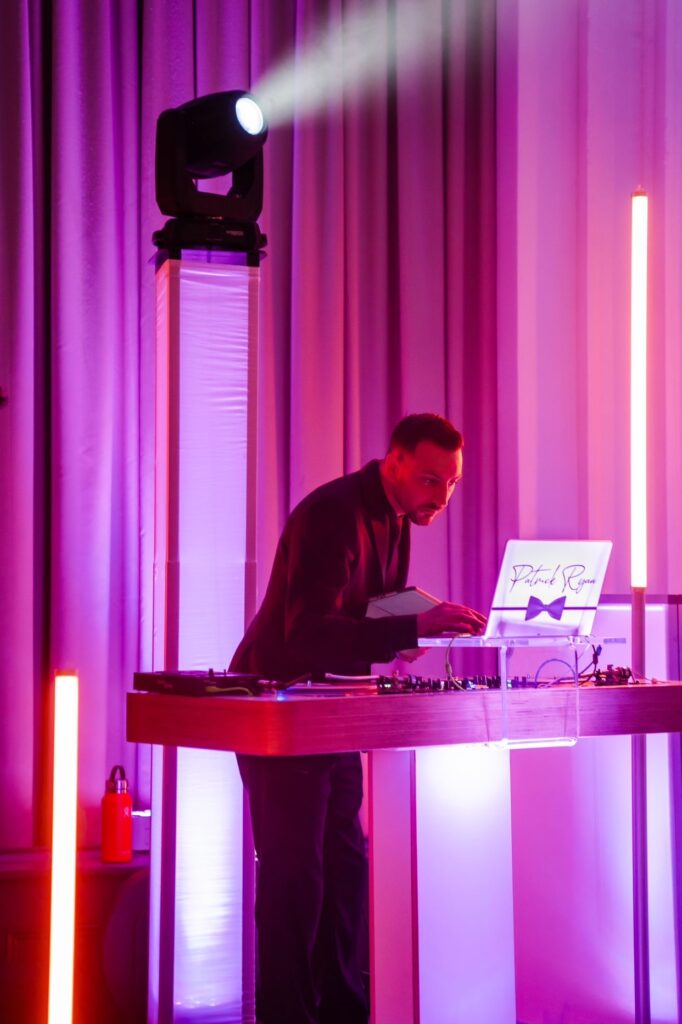 DJ Pat Ryan mixes at Ballroom at the Ben by Finley Catering