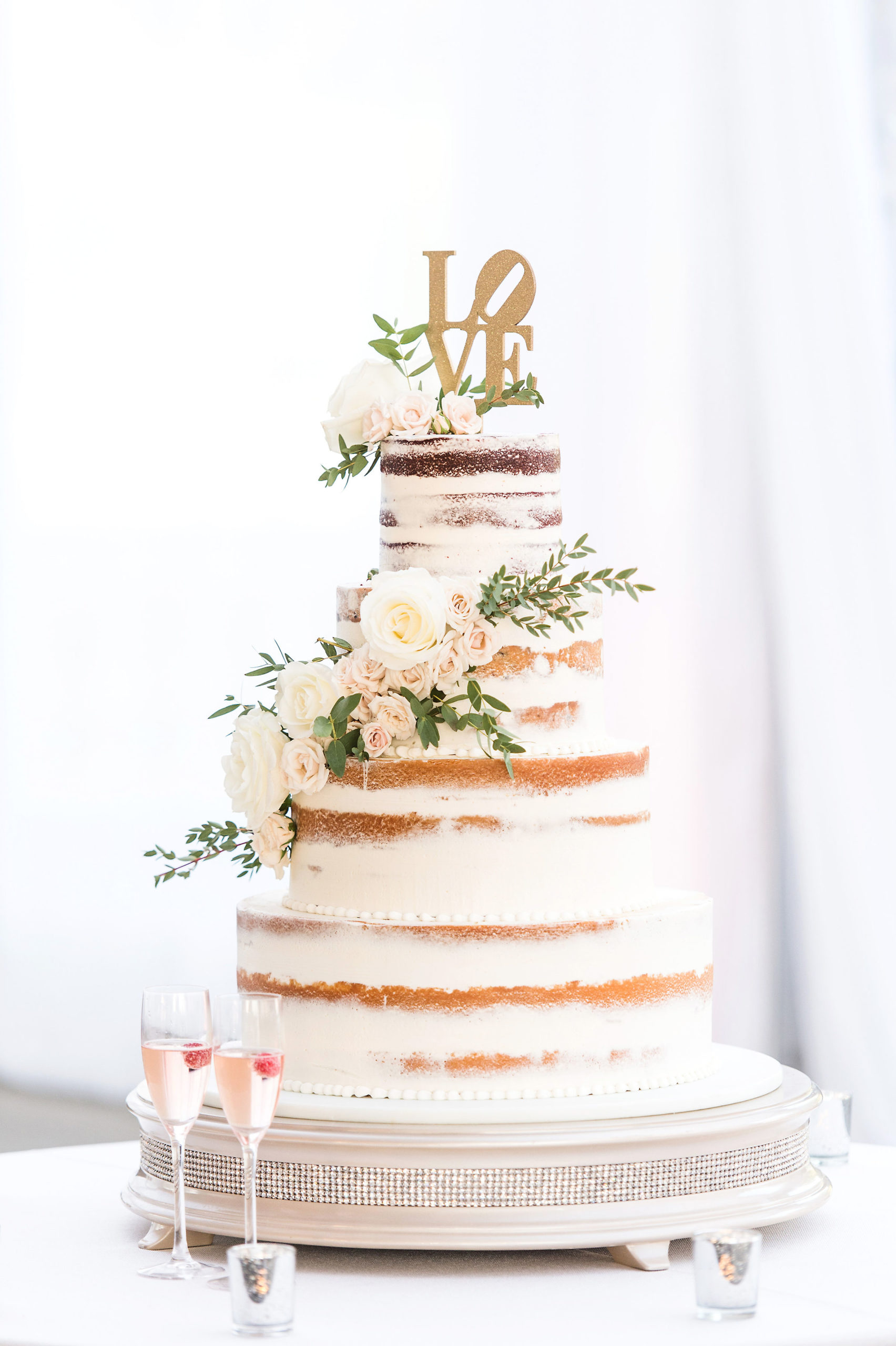 Simple philly themed naked wedding cake