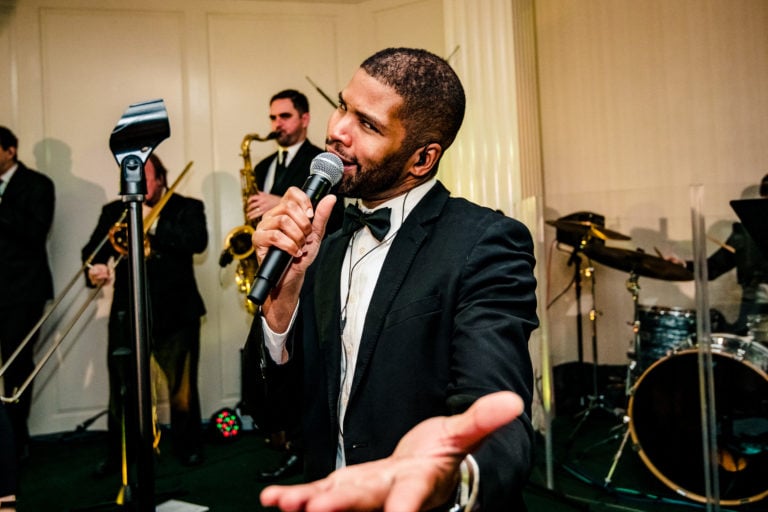 Male singer in a wedding band