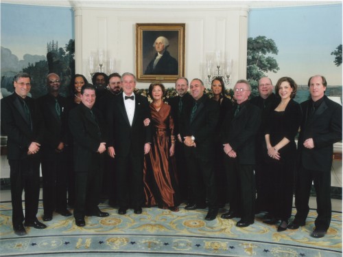 Jellyroll at the White House with President George H.W. Bush and First Lady Laura Bush